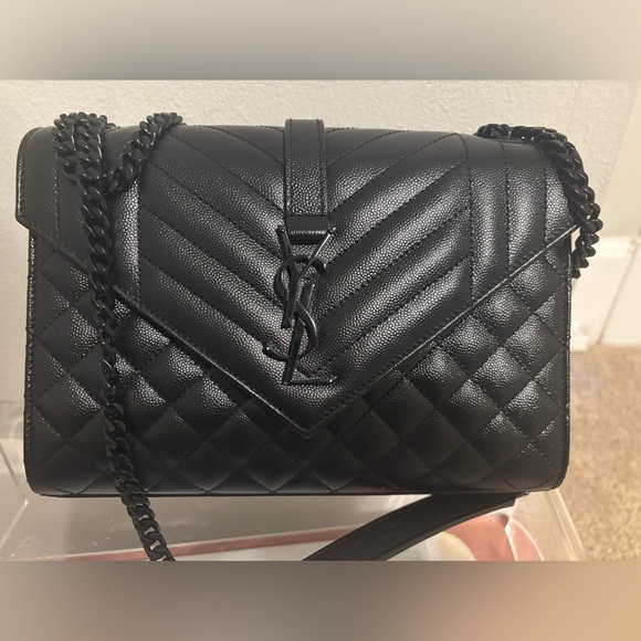 Yves Saint Laurent Black Chevron Crossbody Bag - Picture 1 of 3